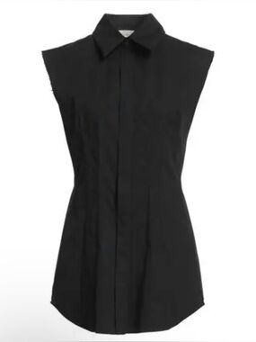 SPORTMAX Sleeveless Black Collared Button-Front shirt. Size 42 (8).